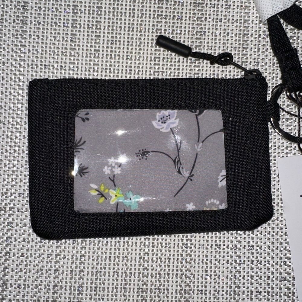 Vera Bradley Black Lighten Up Zip ID & Lanyard in Recycled Polyester - Picture 4 of 8